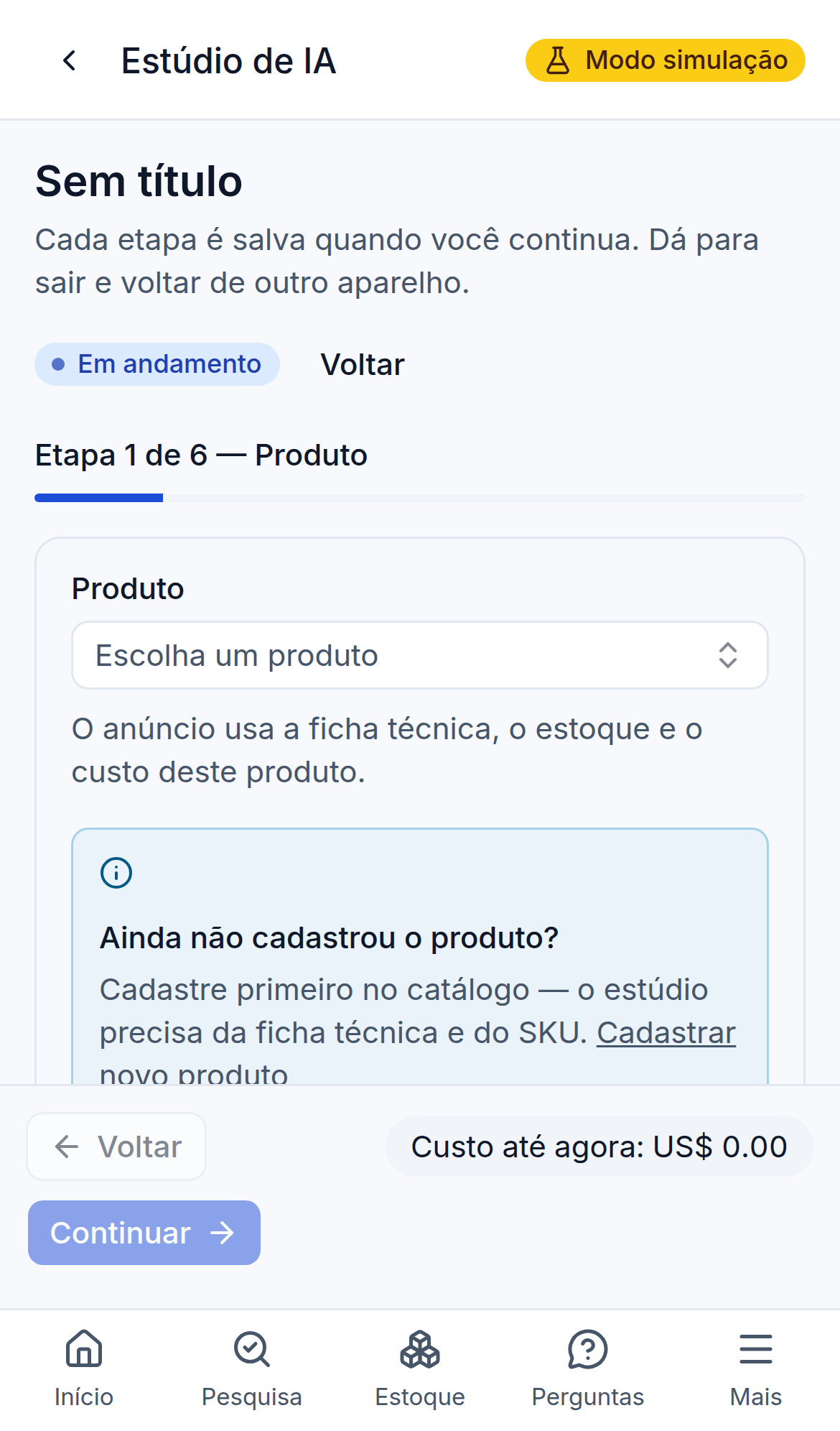 As seis etapas no celular