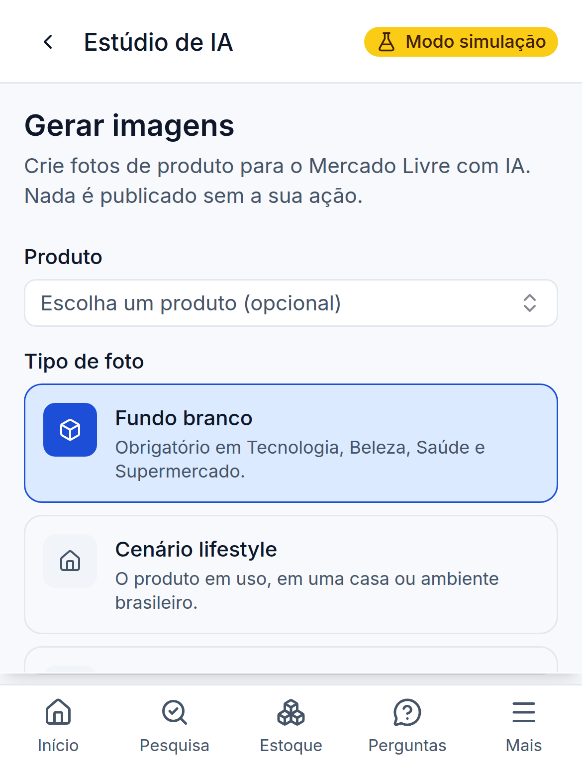 Tela no celular