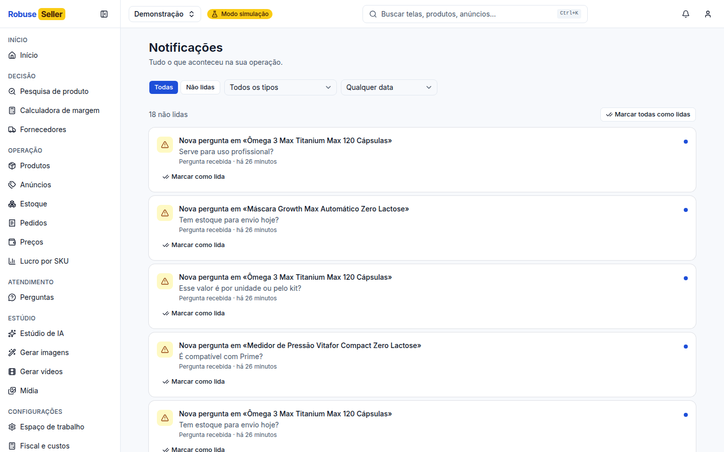 Robuse Seller · Notificações