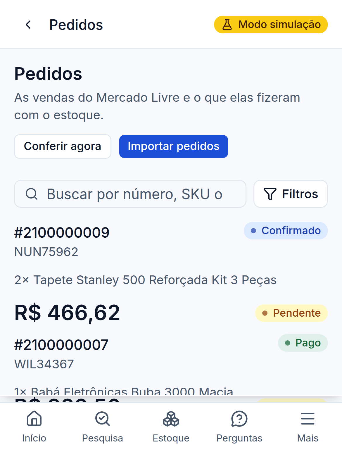 Tela no celular