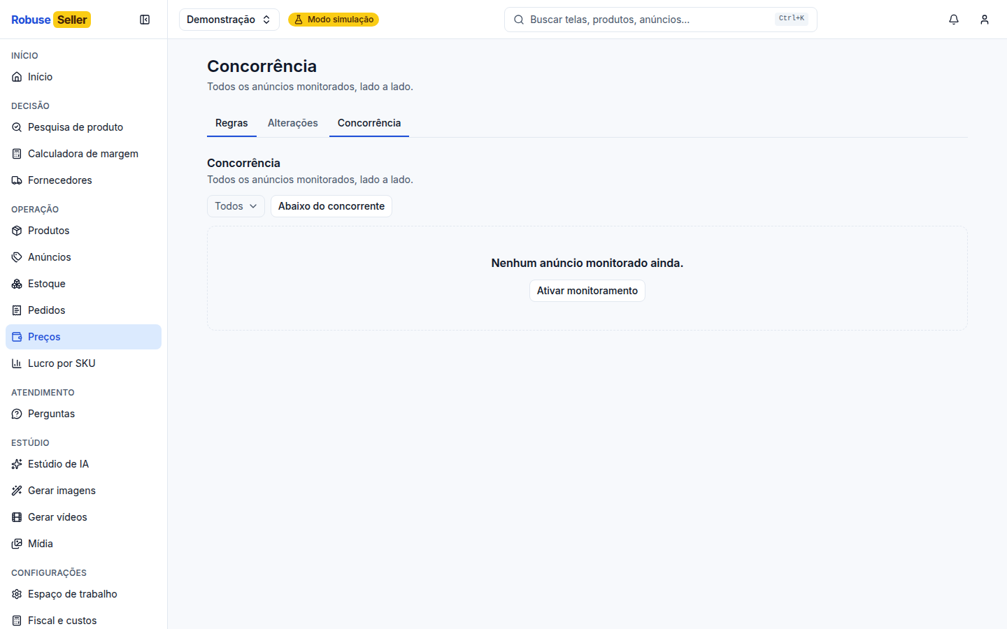 Robuse Seller · Preços / Concorrência